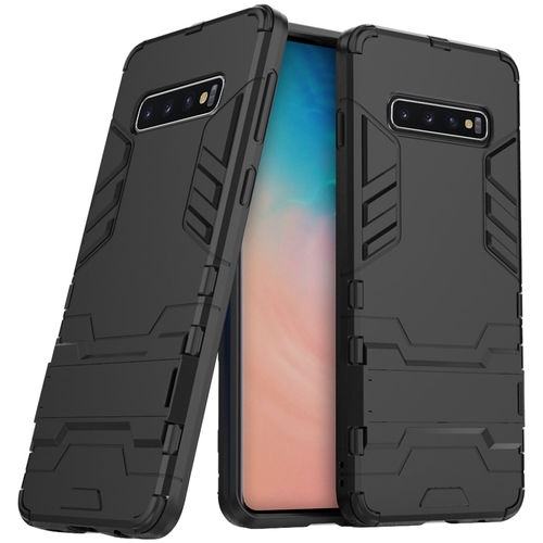 Slim Armour Tough Shockproof Case & Stand for Samsung Galaxy S10 - Black